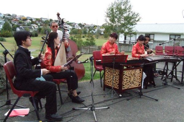 An excellent mainland Chinese traditional band at the Rewi Alley park opening.